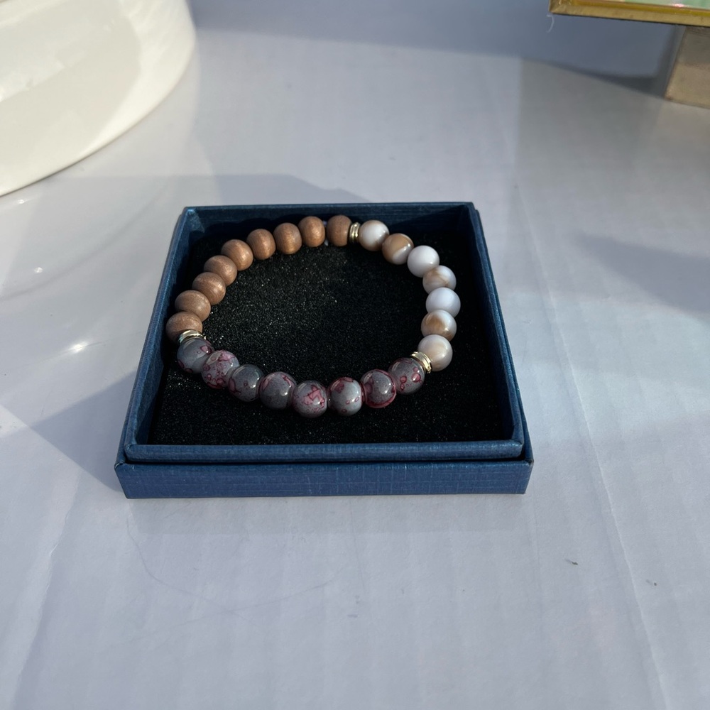 Blush Stone Harmony Set with Gold Accents + Cross Charm Bracelet for Women